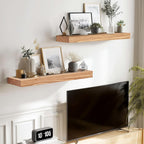 17x8x1.6 inch Floating Shelves Set of 2 – Solid Wood Rustic Oak Wall Mounted Shelf for Kitchen, Bathroom, Living Room