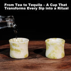 Handcrafted Natural Jade Shot Glasses – Set of 2 | 1.3 oz Whiskey, Espresso & Tequila Cups in Unique Bamboo Joint Shape, Oriental Inspired Luxury Gift for Men & Whiskey Lovers