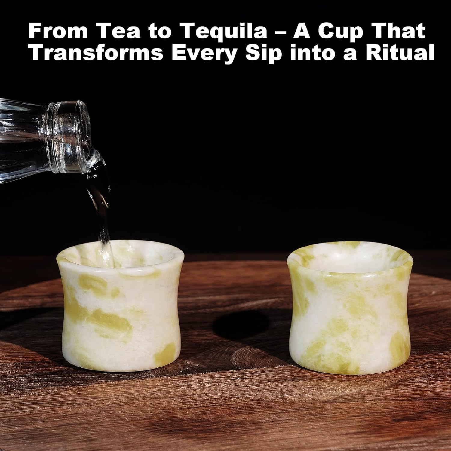 Handcrafted Natural Jade Shot Glasses – Set of 2 | 1.3 oz Whiskey, Espresso & Tequila Cups in Unique Bamboo Joint Shape, Oriental Inspired Luxury Gift for Men & Whiskey Lovers