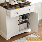 Buffet Cabinet with Storage, Coffee Bar with Drawer & Adjustable Shelf, Modern Sideboard for Kitchen, Dining Room, Living Room, White