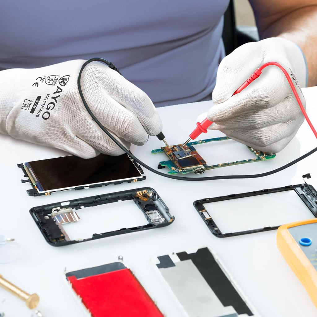 KAYGO Safety Work Gloves PU Coated-12 Pairs, KG11PB, Seamless Knit Glove with Polyurethane Coated Smooth Grip on Palm & Fingers, for Men and Women, Ideal for General Duty Work (XX-Large, White)