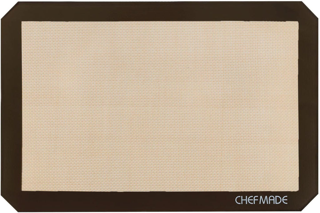 CHEFMADE 15-Inch Silicone Baking Mat with Measurements, Non-stick Heat Resistant Rolling Dough Mat, for Pastry,Pizza, Fondant and Pie Crust Making 9.7" x 14.7" (Brown)