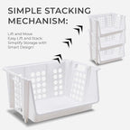 TidyFriend Small Stackable Storage Bins for Pantry - 4 Pack, Stackable Bins For Organizing Food, Kitchen, and Bathroom Essentials (White)