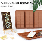 1 Pc Chocolate Bar Mold Deep Large Chocolate Molds Silicone Break Apart Thick Silicone Molds for Candy Bar, With 100 Pcs Bags and 1 Pc Scraper Set (10 Snap）