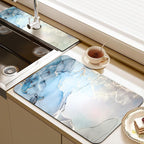 24.5" x 15.5" Dish Drying Mat & 24" x 5.5" Sink Splash Guard, Super Absorbent Drainer Rack Mat for Kitchen Counter Coffee Bar