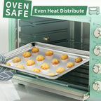 Baking Sheets Set of 2, HKJ Chef Cookie Sheets 2 Pieces Stainless Steel Baking Pans & Toaster Oven Tray Pans, Rectangle Size 20L x 14W x 1H inch & Non Toxic & Healthy & Easy Clean