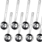 Geiserailie 8 Pieces 2 Tablespoon Scoops with Long Handle, 30 ml Stainless Steel Measuring Spoon for Coffee Milk Fruit Powder, Loose Tea Dry, Spice Jar, Cooking Baking, and Other Dry Goods