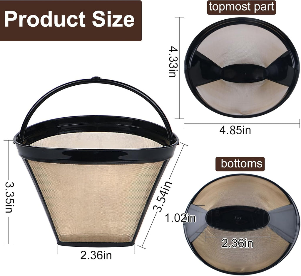 Reusable Coffee Filters Suitable for Ninja Coffee Maker, 3Pcs Cone Coffee Filters 4, Which Can Be Used to Replace the Cuisinart Coffee Maker Filter 4