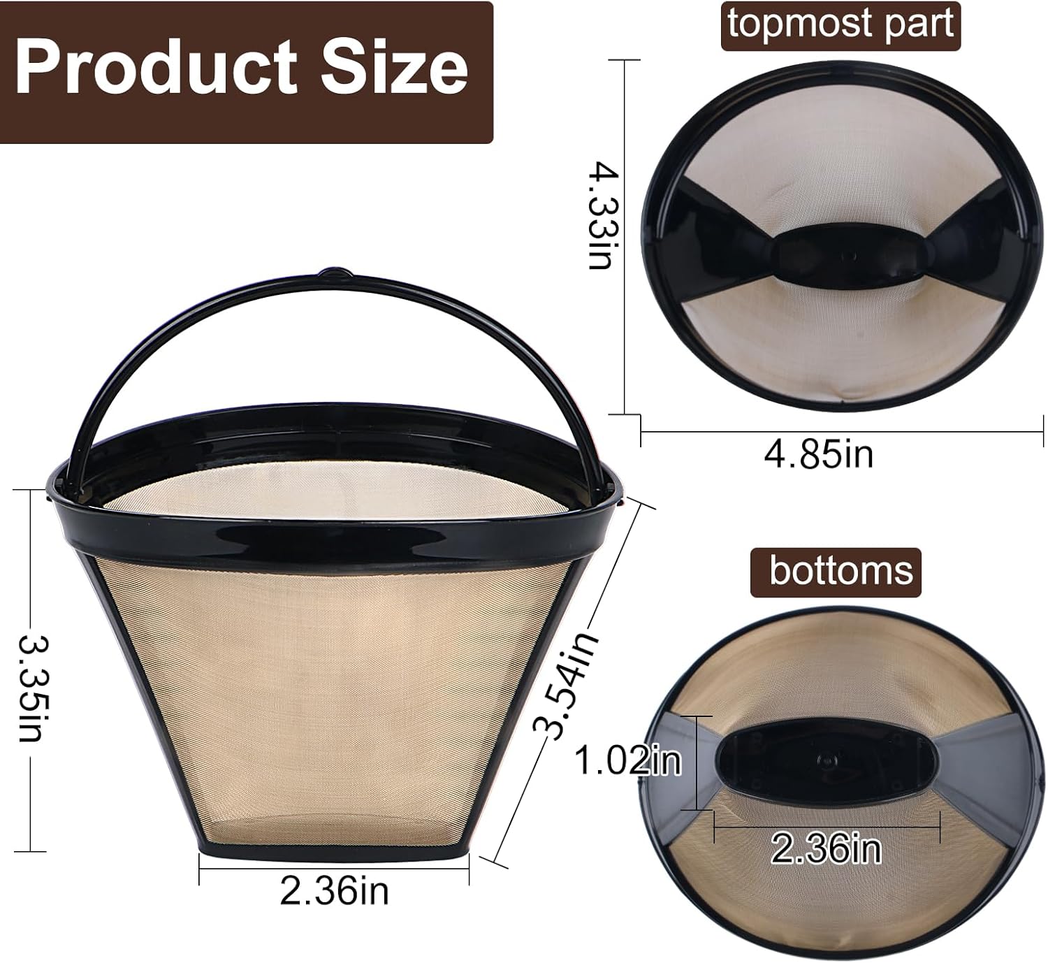 Reusable Coffee Filters Suitable for Ninja Coffee Maker, 3Pcs Cone Coffee Filters 4, Which Can Be Used to Replace the Cuisinart Coffee Maker Filter 4