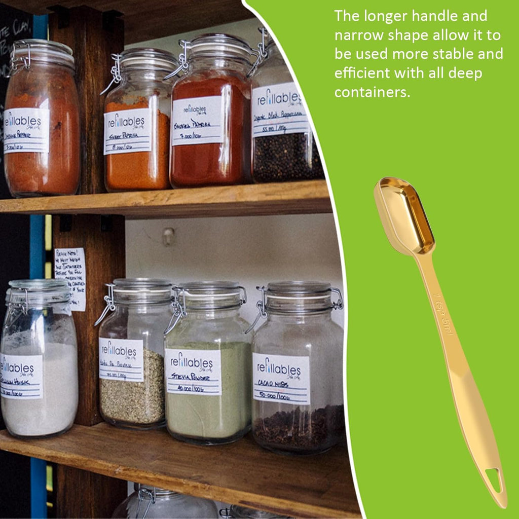 2 Pcs 3/4 Teaspoon(| 3.75 mL | 3/4 Tsp | 1/4 Tbsp | 3.75 cc | 1/8 oz) Stainless Steel Single Measuring Spoon, Long Handle Metal Measuring Spoon, Kitchen Gadgets for Cooking & Baking(Gold)