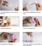 Moon Cake Mold Set Cookie Stamp 5pcs 100g Stamps, Thickness Adjustable DIY Cookie Press Decoration Cake Mold Hand Cutter Set