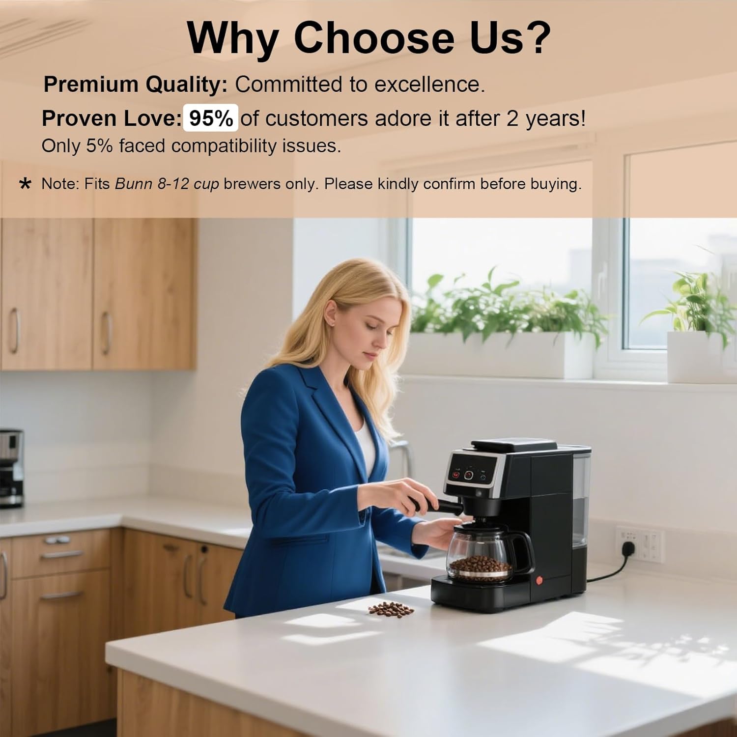 2 Pack Reusable Coffee Filter Replacement for BUNN 8 10 12 Cup Coffee Maker and Brewer Series BX, BTX, GRX, NHB, NHS, ST, HG & H