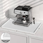 Rnivvi Silicone Coffee Mat, 16" x 24" Waterproof Raised Edge Coffee Bar Mats for Espresso Machine Station Accessories, Heat Resistant Dish Drying Pad for Kitchen Counter, Rubber Bar Decor Pad, White