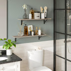 DINZI LVJ Long Wall Shelves, 31.5 Inch Wall Mounted Shelves Set of 2, Easy-to-Install, Wall Storage Ledges with Sturdy Metal Brackets for Living Room, Bathroom, Bedroom, Kitchen, Greige