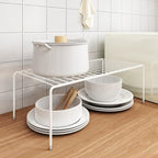 Redrubbit 6 Pack(10.6 x 5.1 Inch) Cabinet Storage Shelf Rack, Rustproof Kitchen Counter and Cabinet Shelf, Small Storage Rack Organizer for Kitchen, Fridge, Bathroom, White