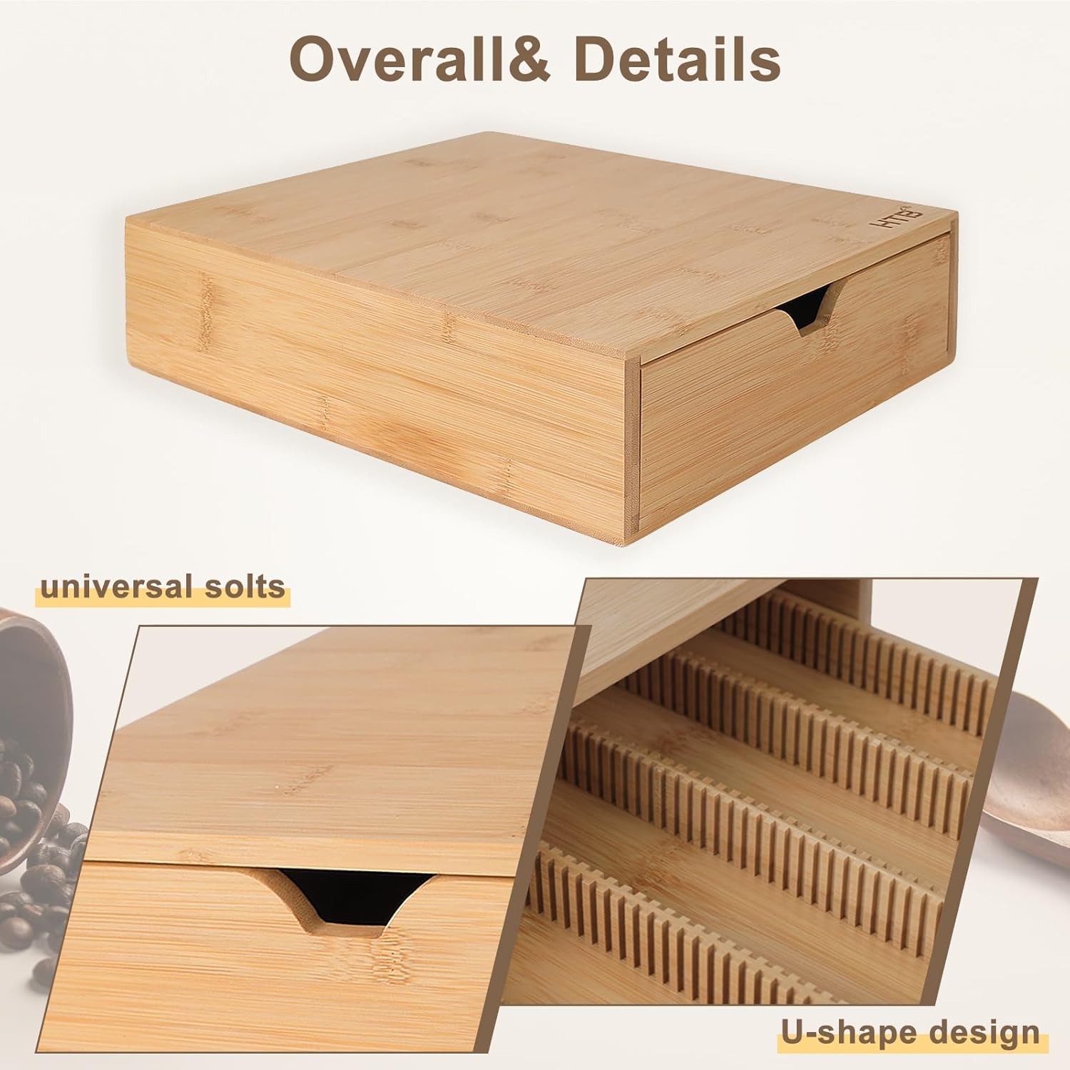 HTB Coffee Pods Storage Drawer for Organizing Nespresso Capsules, Can Be Used In Coffee Station, Kitchen, Home, Office, Holds 40 CoffeePods