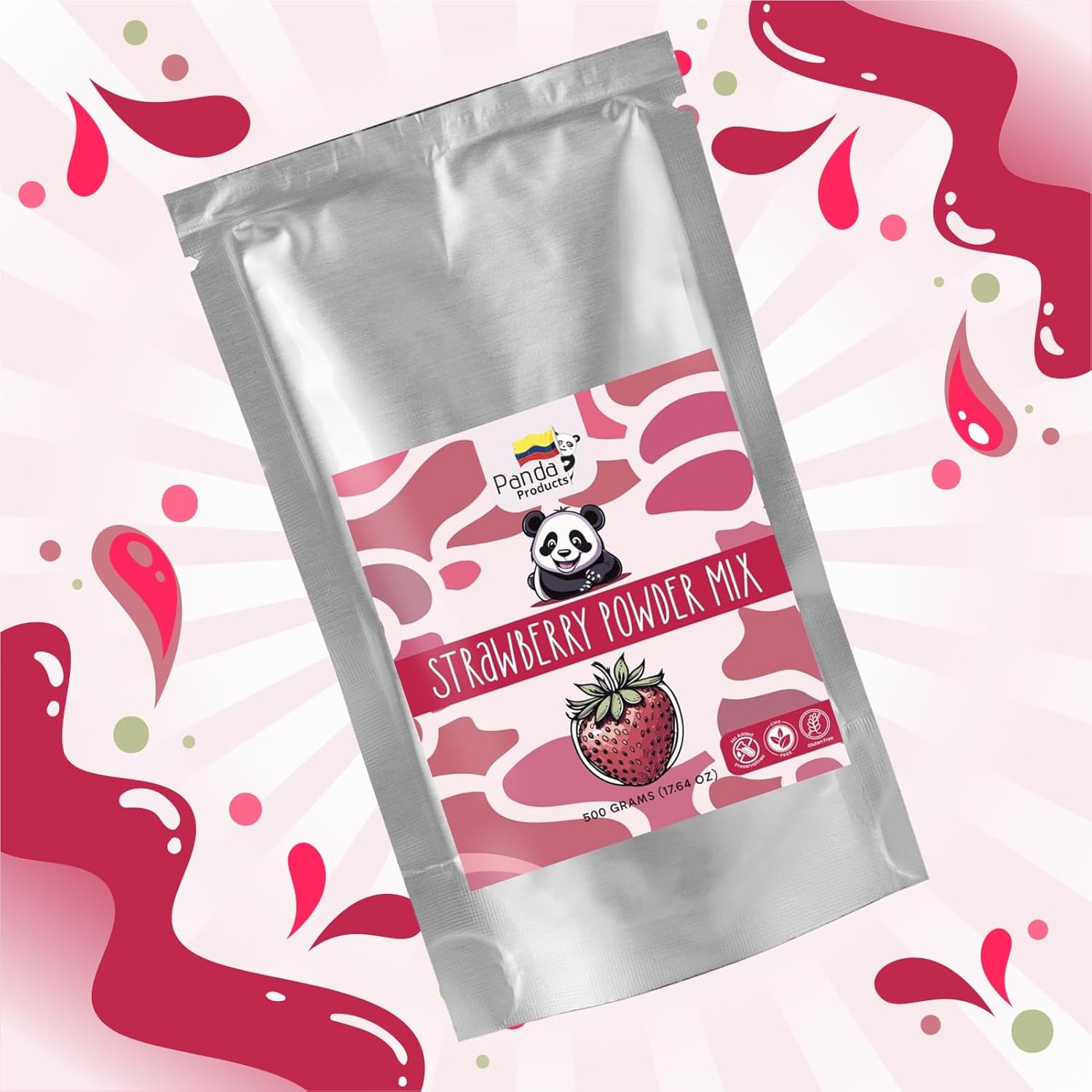 Panda Products Strawberry Powder – 17.64 oz | Premium Flavored Powder for Bubble Tea, Smoothies, Slushes, Milkshakes & Desserts