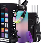 40oz Insulated Water Bottles with Straw and Paracord Handle, Metal Flask Bottle Keep Cold for Cold-48H Hot-24H, Double Vacuum Travel Thermo Mug with Carrying Pouch for Sports Hiking Cycling Running