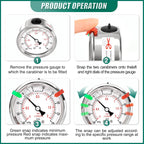 -30inHG-30psi Stainless Steel Glycerin Liquid Filled Vacuum Pressure Gauge 1/4" NPT 2.5" Face Dial Center Back Mount, for Water, Oil and Air Pressure Testing (with Range Mark Pointer)