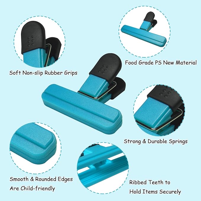 11 Pack Chip Clips Bag Clips Food Bag Clips for Food Packages Chips Storage Bags Heavy Duty Snack Kitchen Potato (3 Large, 6 Small & 2 Round, Classic Style)