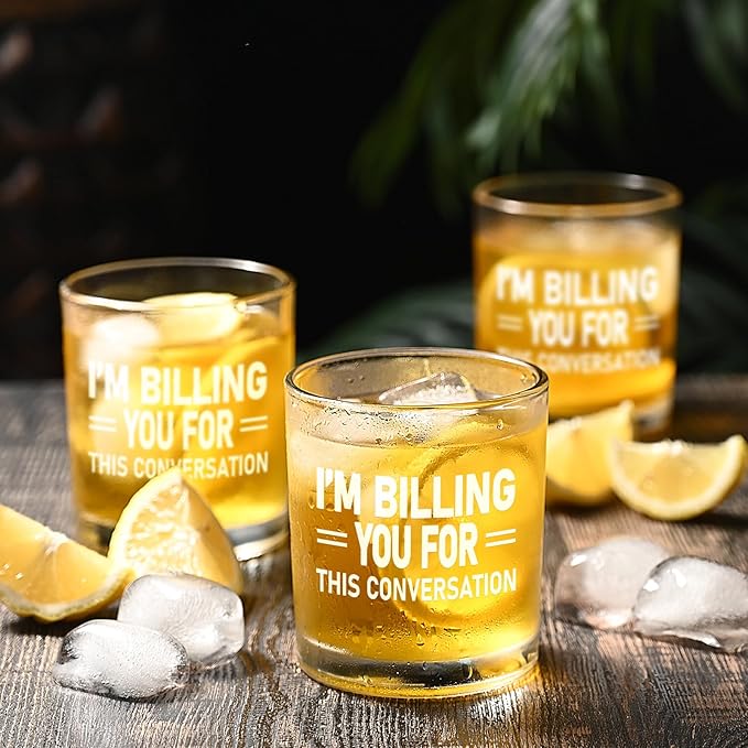 Futtumy I'm Billing You for This Conversation Whiskey Glass - Lawyer Gift for Men, Funny for Attorneys, Professional Consultants - White Elephant Christmas for Coworkers, Friends