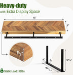 48" Rustic Farmhouse Floating Shelves – Set of 2 Acacia Wood Shelves for Stylish Wall Decor in Kitchen, Bathroom, and Office, Unique Chevron Pattern, 48x8x1.5 Inches - Set of 2 - DIY