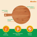 Riveira Brown Bamboo Wood Cutting Board – Gourmet Bamboo Grandeur: 17 x 12 Wooden Cutting Board – Wooden Cutting Boards For Kitchen Decorative – Innovative Juice Grooves Wooden Chopping Board