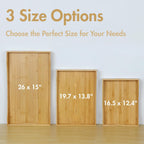 Gobam Bamboo Serving Tray with Handles, 19.7 x 13.8 inch Rectangular Decorative Tray for Entryway, Kitchen, Dining & Living Room, Large Wooden Breakfast Trays for Bed, Coffee Table & Ottoman