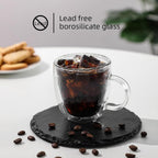 Aurzen 2 Pack Double Walled Glass Coffee Mugs with Handles, Large Insulated Layer Coffee Cups, Clear Borosilicate Mugs, Perfect for Cappuccino, Tea, Microwave Safe (5oz-2Pack B)
