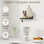 Dreamland Deep Floating Shelves for Wall, 16W x 8D Wall Mounted Shelves Set of 2, Floating Shelves Bedroom with Sturdy Metal Brackets for Living Room, Bathroom and Kitchen, Black