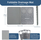 Foldable Bar Mat 18x12 inch - 3-in-1 Silicone Drying Mat with Removable Cutting Board & Rim Tray | Countertop Protector for Home, Outdoor, Travel | Professional Cocktail Accessories (gray)