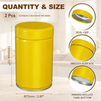 uxcell 2Pcs Round Tea Canisters, 5" x 3" Airtight Metal Tea Containers for Loose Tea, Coffee Beans, Spices - Durable, Compact, and Stylish Storage Tea Tin (Yellow)