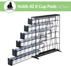 FlagShip 6-Tier Coffee Pod Holder for K Cup - 42 Capsule Max Capacity Metal Rack, Ultra-Efficient Corner Storage Space Saving Design