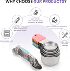 Magnetic Measuring Cups and Spoons Set-Heavy Duty 304 Stainless Steel，Double Measurement Markings，Set of 16 with Leveler for Measure Dry and Liquid Ingredients