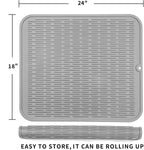 Silicone Dish Drying Mat for Multiple Usage,Easy clean,Eco-friendly,Heat-resistant Silicone Mat for Kitchen Counter or Sink,Refrigerator or Drawer Liner Grey 2XL 24 inches x 18 inches