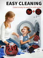 BBQ Oven Gloves, 1472℉ 3-Layers Heat Resistant Oven Mitts Silicone Non-Slip Cooking Gloves for Barbecue, Grilling, Baking, Welding, Smoker (A Pair) (Red)