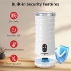 Paris Rhône Milk Frother, 4-in-1 Milk Steamer and Frother, Hot & Cold Foam Milk Warmer with Temperature Control, Auto Shut-Off Frothers for Coffee, Latte, Cappuccino, Macchiato