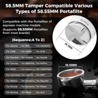 IKAPE Coffee Products, 58mm Coffee Distributor & Hand Tamper, Adjustable Depth Espresso Distributor Fits All 58mm Espresso Portafilter, Compatible with Rancilio, Gaggia Bottomless Portafilter (White)