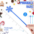 30 Pcs Christmas Drink Stirrers Xmas Stir Stick Holiday Coffee Swizzle Stick Reusable Plastic Hot Cocoa Bar Chocolate Decoration Cocktail Mixer(Blue Snowflake,Blue White)