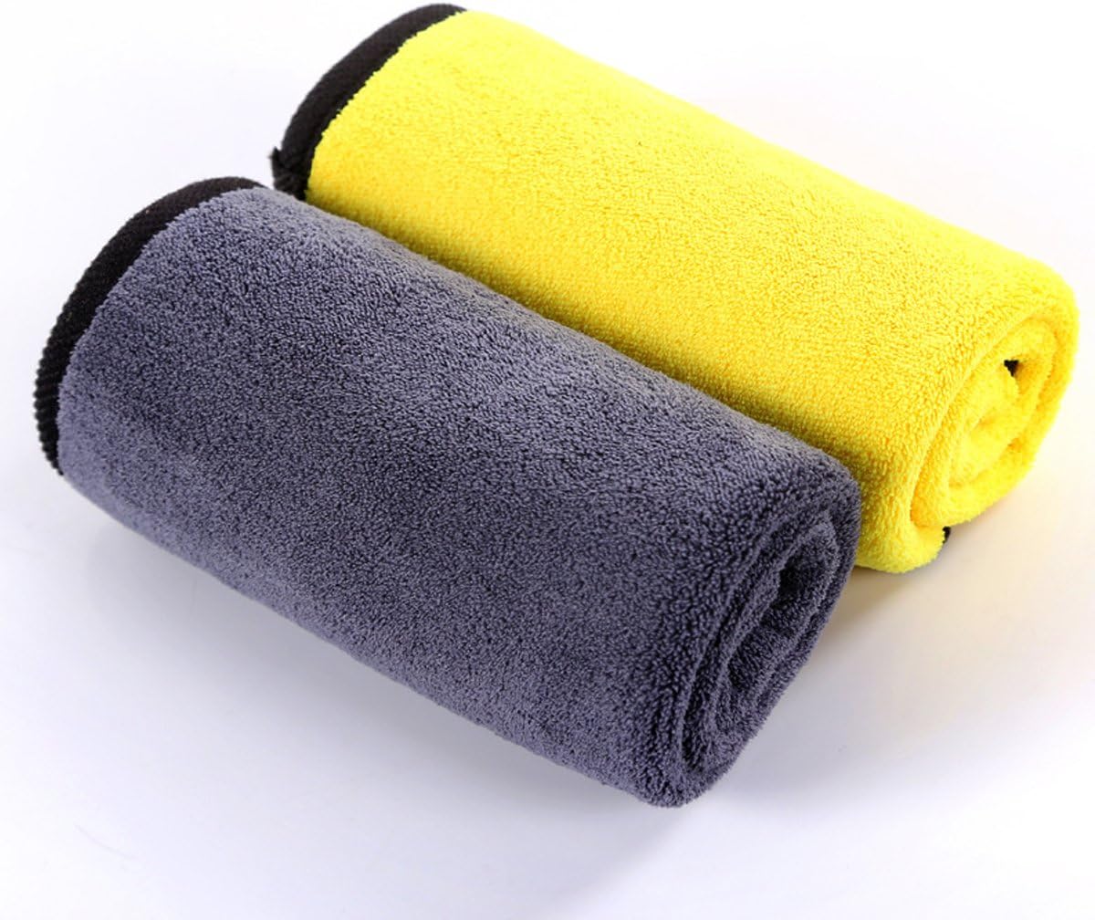 SOFTBATFY Ultrasoft, Large, Thick and Quick Drying Car Microfiber Cleaning Towel 800GSM Polishing Waxing Auto Detailing Towel Cloth (6pack,16 x 16inches) (Grey-Yellow)