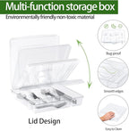 Silverware Tray with Lid, Utensil Drawer Organizer for Kitchen Countertop Plastic Flatware Organizers and Storage holder 5 Compartments