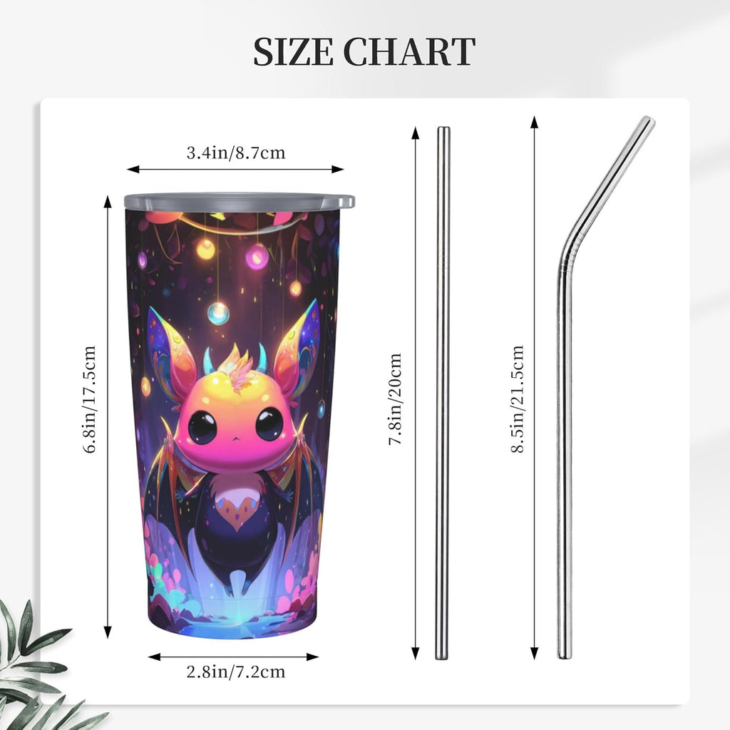 Bat Tumbler with Lid and Straw 20oz Coffee Tumblers Leakproof Stainless Steel Travel Mug Vacuum Insulated Cup for Iced and Hot