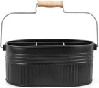 Alpha Living Home Galvanized Organizer Kitchen Drawer Organizezs Utensil Organizer Heavy Duty Metal Alloy Silverware Holder Cutlery Organizers in Drawer Flatware Organizer Tray 4 slots (Black)