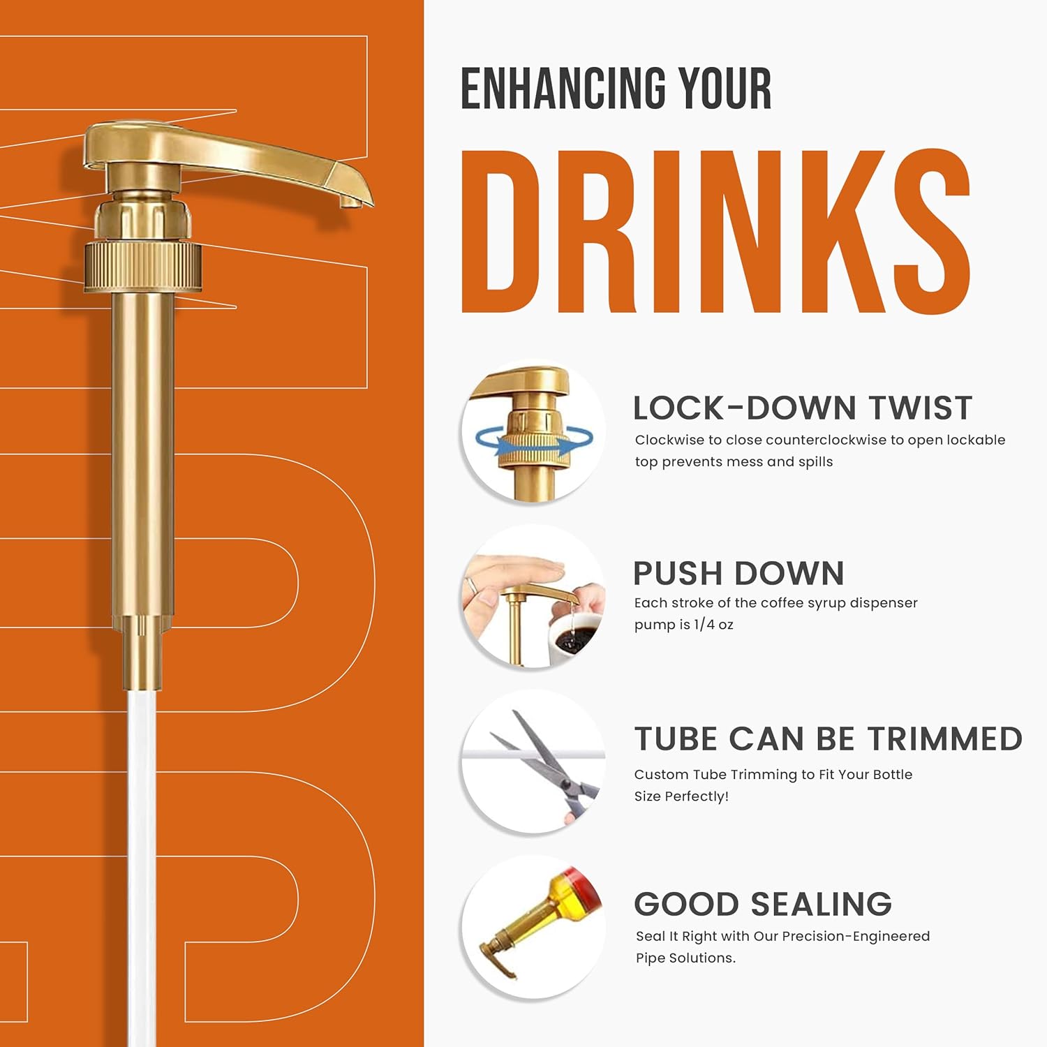 Jimoco® Syrup Pump Dispenser + Torani® Caramel Syrup, 25.4 oz - Coffee Syrup Pump & Flavoring Bundle