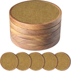 5 Pack Brown Wooden Coasters with Felt Pads, Non-Slip, Non-Stick, Absorbent, Round, 4.3 Inch, Perfect for Coffee Tabletop Protection