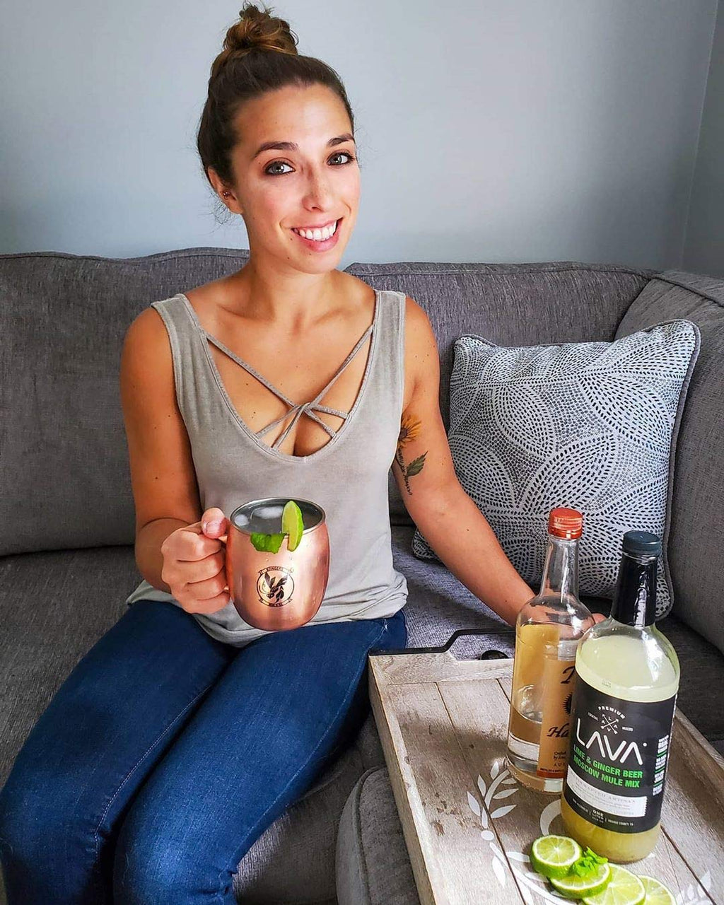 LAVA Premium Spicy Moscow Mule Mix by LAVA Craft Cocktail Co., Made with Ginger Beer, Key Lime Juice, Real Ginger Puree, No Artificial Sweeteners, Ready to Use, 1-Liter (33.8oz) Glass Bottle