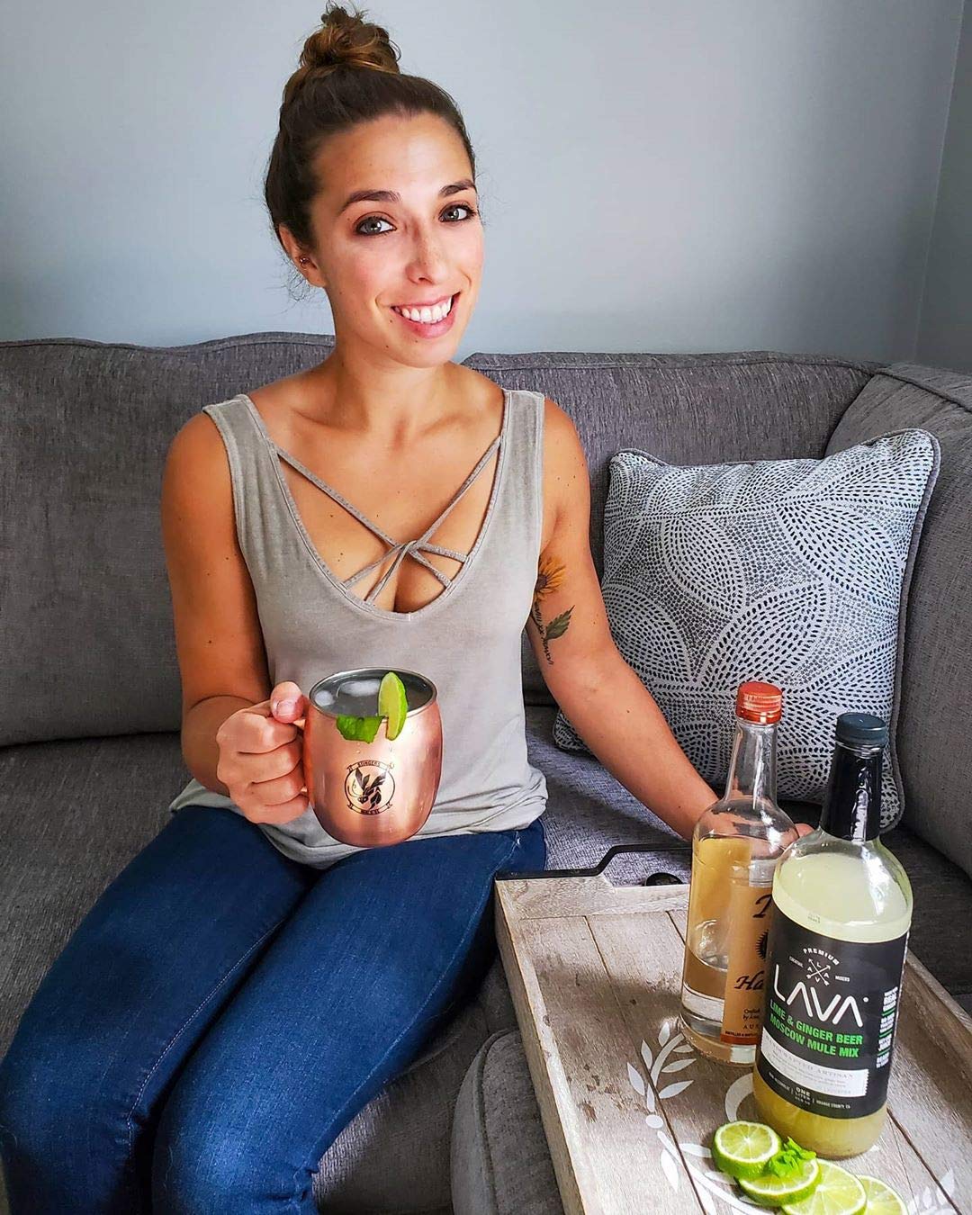 LAVA Premium Spicy Moscow Mule Mix by LAVA Craft Cocktail Co., Made with Ginger Beer, Key Lime Juice, Real Ginger Puree, No Artificial Sweeteners, Ready to Use, 1-Liter (33.8oz) Glass Bottle