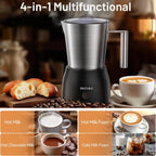 Secura Detachable Milk Frother, 17oz Electric Milk Steamer Stainless Steel, Automatic Hot/Cold Foam and Hot Chocolate Maker with Dishwasher Safe, 120V