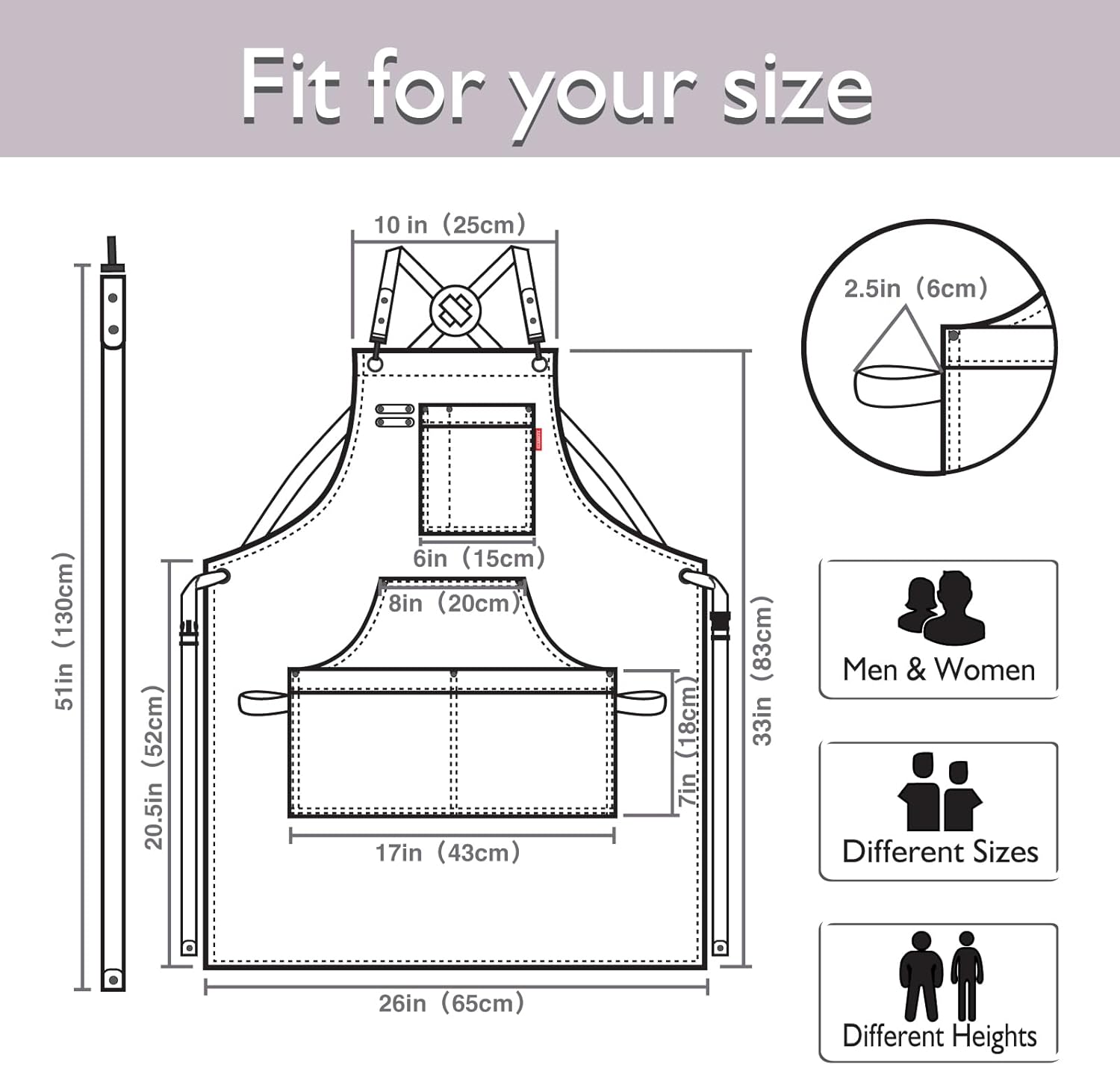 Kitchen Apron, Work Apron, Canvas, Multiple Pockets, Gardening, Painting, BBQ, Artist, Carpenter, Sizes M to XXL, Grey