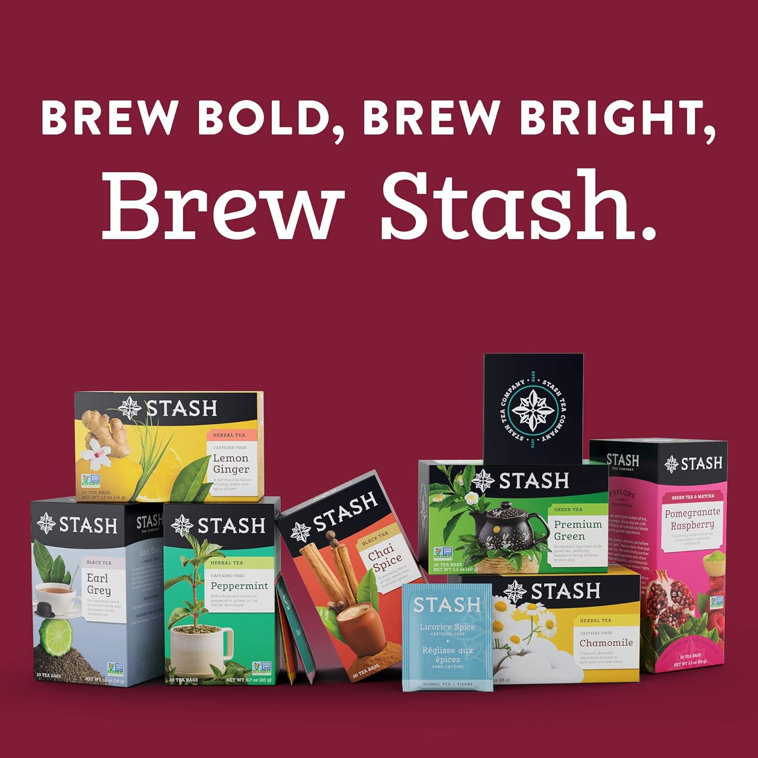 Stash Tea Cranberry Pomegranate Herbal Tea - Naturally Caffeine Free, Non-GMO Project Verified Premium Tea with No Artificial Ingredients, 18 Count (Pack of 6) - 108 Bags Total